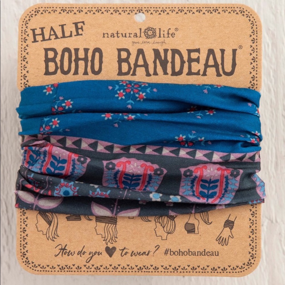 Natural Life Half Boho Headband Bandeau  Blue